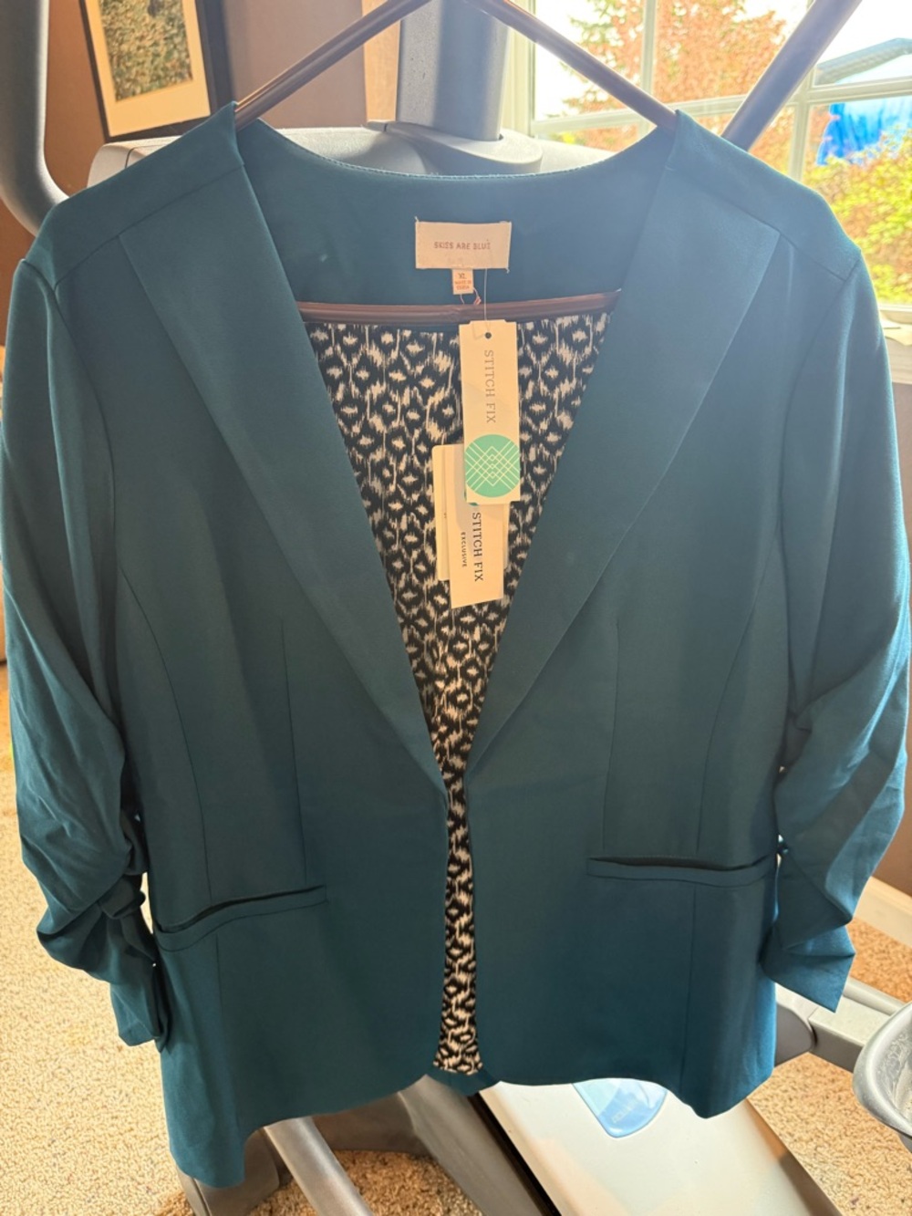 Skies Are Blue Teal Open-Front Blazer